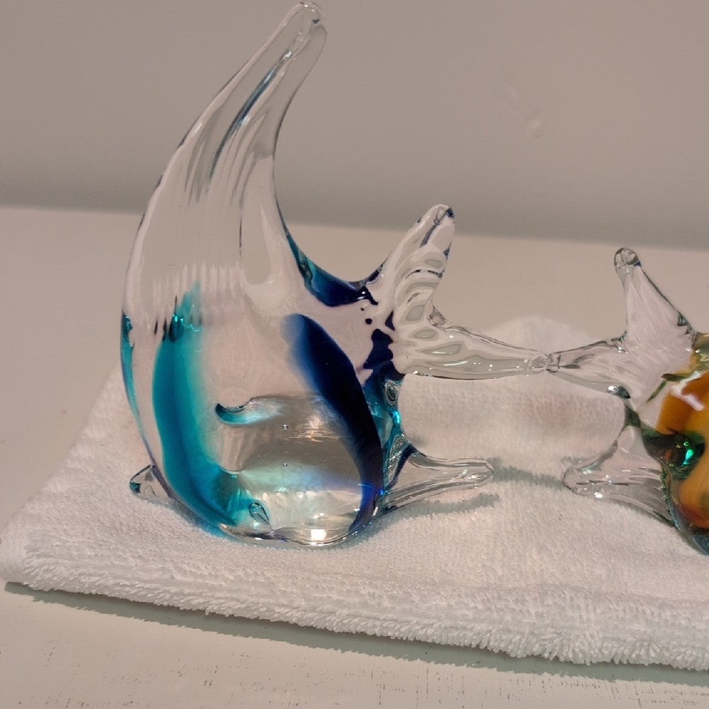 Glass Fish Paperweight  Figurines - Blue and Gold - Picture 5 of 10